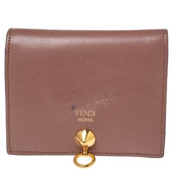 Pre Owned Fendi Old Rose Leather By The Way Bifold Wallet