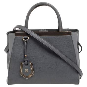 Pre Owned Fendi Grey Leather Mini 2jours Tote