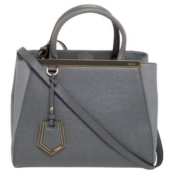 Pre Owned Fendi Grey Leather Mini 2jours Tote