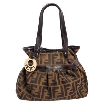 Pre Owned Fendi Tobacco Zucca Canvas and Leather Mini Mare Bag 