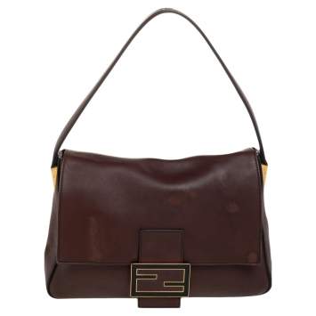 Pre Owned Fendi Brown Leather Mama Baguette Shoulder Bag