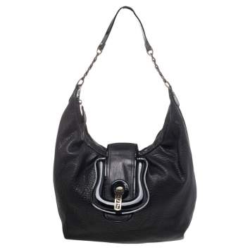Pre Owned Fendi Black Patent Leather And Leather B Bag Hobo