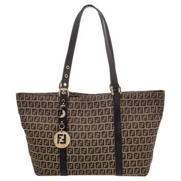 Pre Owned Fendi Brown Zucchino Canvas Superstar Shopping Tote