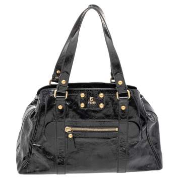 Pre Owned Fendi Black Patent Leather De Jour Tote