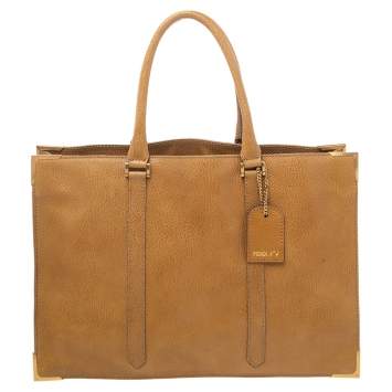 Pre Owned Fendi Yellow Textured Leather Classico No.4 Tote