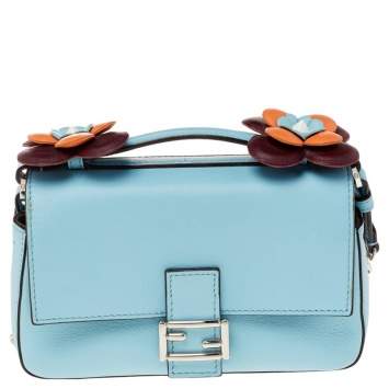 Pre Owned Fendi Bicolor Leather Micro Double Baguette Bag