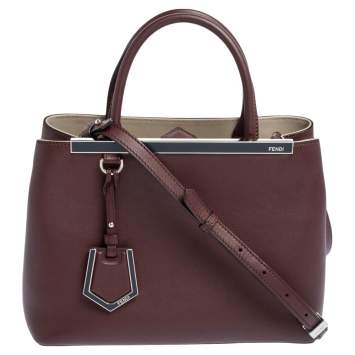 Pre Owned Fendi Burgundy Leather Mini 2jours Tote