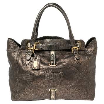 Pre Owned Fendi Bronze Selleria Leather Villa Borghese Tote 