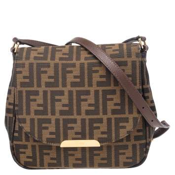 Pre Owned Fendi Tobacco Zucca Canvas and Leather Crossbody Bag