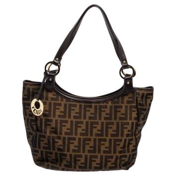 Pre Owned Fendi Tobacco Zucca Canvas and Leather Chef Shopper Tote