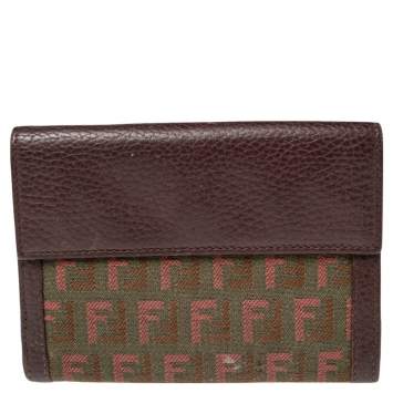 Pre Owned Fendi Tri Color Zuchino Canvas and Leather French Wallet