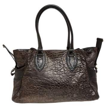 Pre Owned Fendi Dark Brown Leather De Jour Media Crisp Satchel