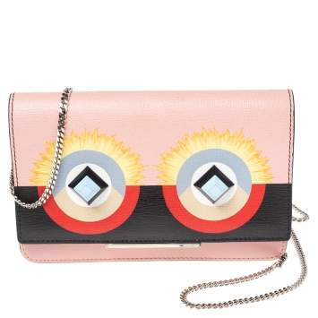 Pre Owned Fendi Multicolor Leather Elite Monster Wallet On Chain