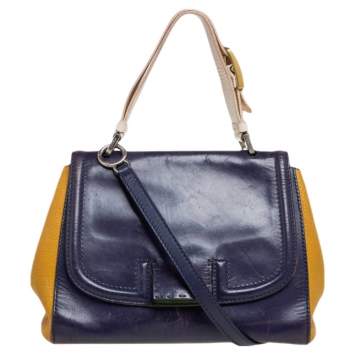 Pre Owned Fendi Tricolor Leather Silvana Top Handle Bag