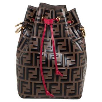 Pre Owned Fendi Tri Color Zucca Leather Mon Tresor Grande Bucket Bag