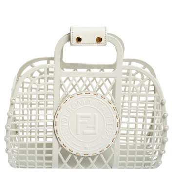 Pre Owned Fendi White Plastic Small Basket Tote