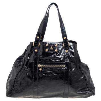 Pre Owned Fendi Black Patent Leather De Jour Tote