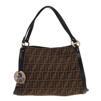Pre Owned Fendi Tobacco Zucca Canvas and Leather Tote