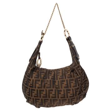 Pre Owned Fendi Tobacco Zucca Canvas Chef Chain Hobo