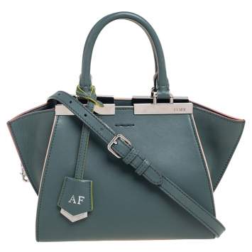 Pre Owned Fendi Green Leather Mini 3Jours Tote