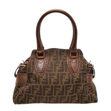 Pre Owned Fendi Brown Zucca Canvas De Jour Bag