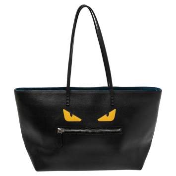 Pre Owned Fendi Black Leather Monster Roll Tote