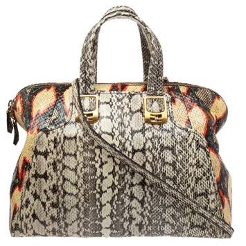 Pre Owned Fendi Multicolor Watersnake Chameleon Satchel