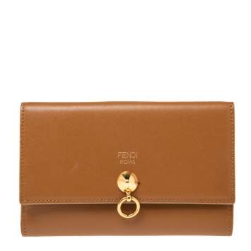 Pre Owned Fendi Brown Leather By The Way Continental Wallet