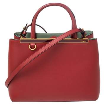 Pre Owned Fendi Burgundy Leather Mini 2jours Tote