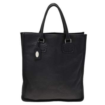 Pre Owned Fendi Black Leather Shopper Tote