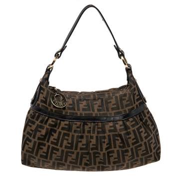 Pre Owned Fendi Tobacco Zucca Canvas and Leather Chef Hobo