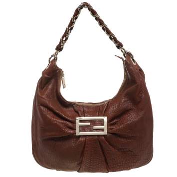 Pre Owned Fendi Brown Leather Mia Hobo