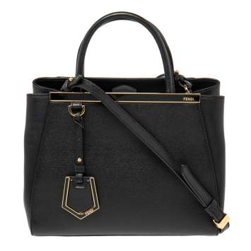 Pre Owned Fendi Black Leather Mini 2jours Tote