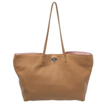Pre Owned Fendi Brown Leather Selleria Tote