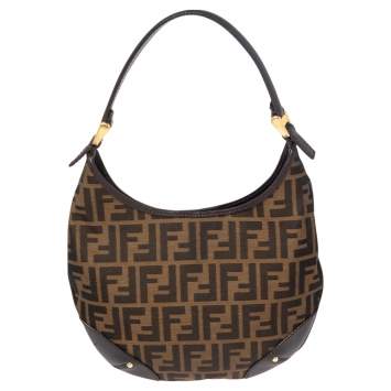 Pre Owned Fendi Tobacco Zucca Canvas Small Hobo