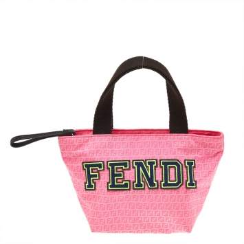 Pre Owned Fendi Pink FF Nylon Baby Tote