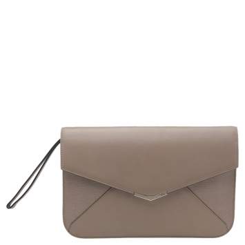 Pre Owned Fendi Grey Leather 2 Jours Envelope Clutch