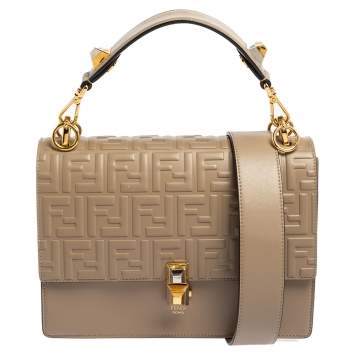 Pre Owned Fendi Beige Leather Medium Kan I Shoulder Bag