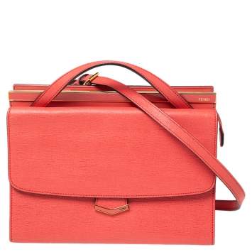 Pre Owned Fendi Coral Leather Small Demi Jour Shoulder Bag