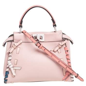Pre Owned Fendi Multicolor Leather Whip Stitch Mini Peekaboo Top Handle Bag