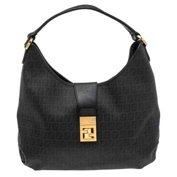 Pre Owned Fendi Black Zucchino Canvas Hobo