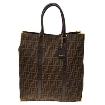 Pre Owned Fendi Tobacco Zucca Canvas and Leather Classico No. 5 Vertical Tote