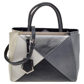 Pre Owned Fendi Multicolor Leather Mini Geometric 2jours Tote