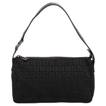 مملوكة مسبقًا Fendi Black Zucchino Canvas Baguette 