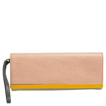 Pre Owned Fendi Multicolor Leather Rush Wristlet Clutch