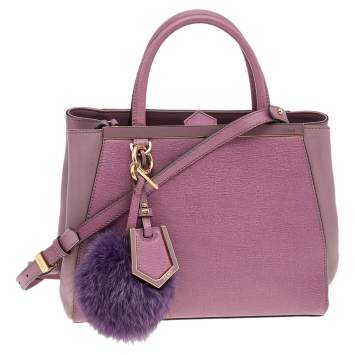 Pre Owned Fendi Two-tone Purple Leather Small 2Jours Tote