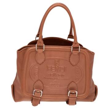 Pre Owned Fendi Metallic Bronze Selleria Leather Tote