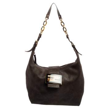 Pre Owned Fendi Dark Brown Soft Leather Mama Forever Shoulder Bag