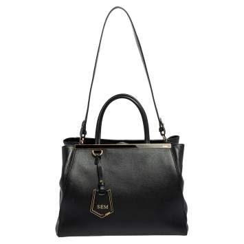 Pre Owned Fendi Black Leather Medium 2jours Tote