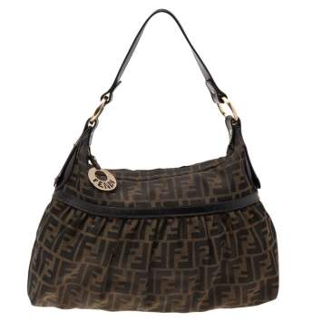 Pre Owned Fendi Tobacco Zucca Canvas and Leather Chef Shoulder Bag